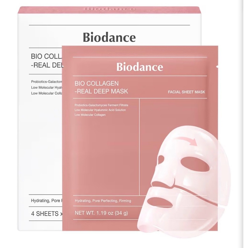 Biodance Bio-Collagen Real Deep Mask 4 Sheets Hydrating Pore Perfecting K-Beauty